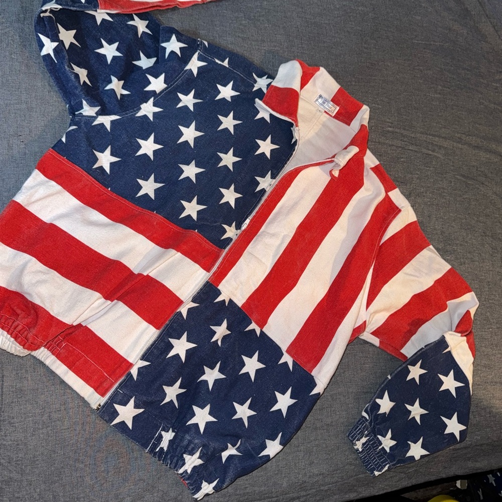 Vintage USA print denim jacket large